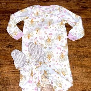 Forest friends fleece zip up pjs size 7
